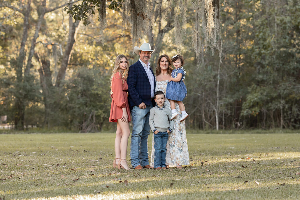 Family photos sitting, blue cream and coral color palette family photos Cypress, TX, Cypress family photographer