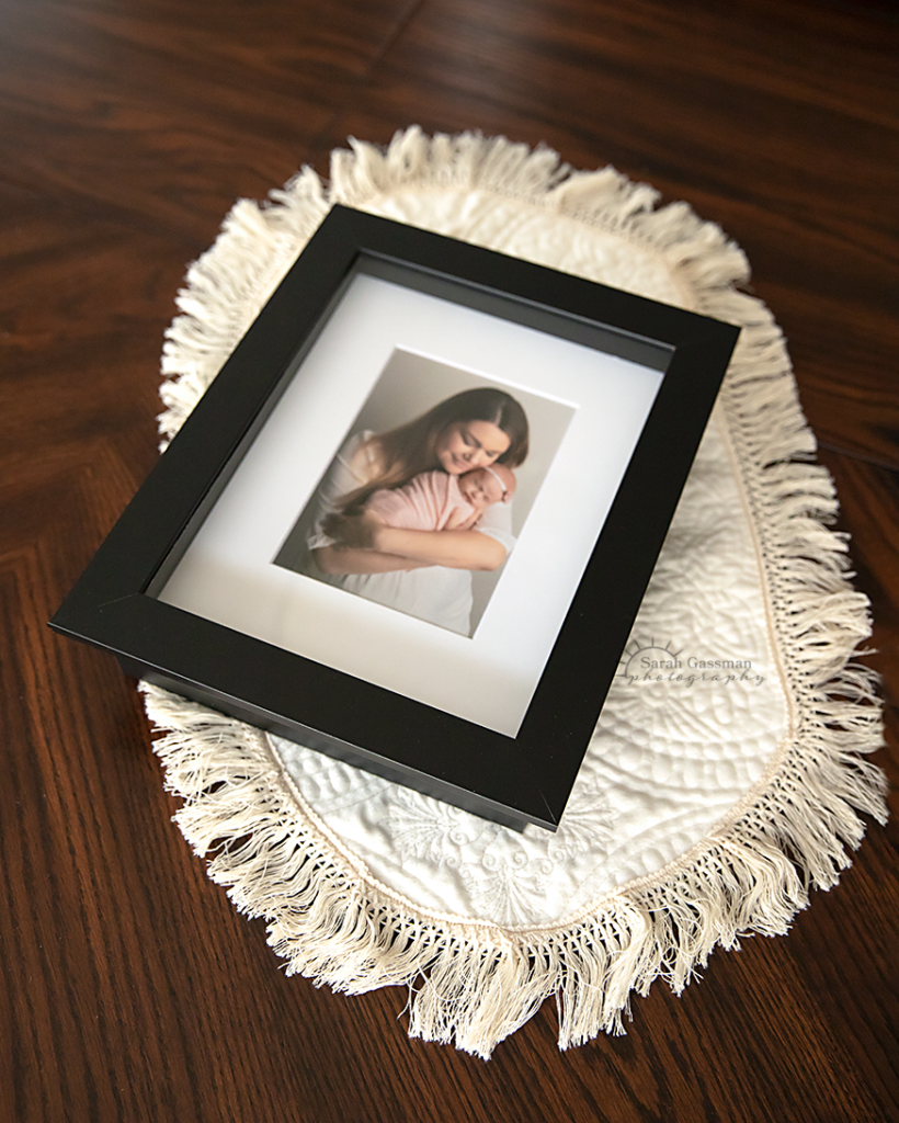 shadow box with keepsake prints perfectly packed for you to love and enjoy from maternity photo session in Houston Texas