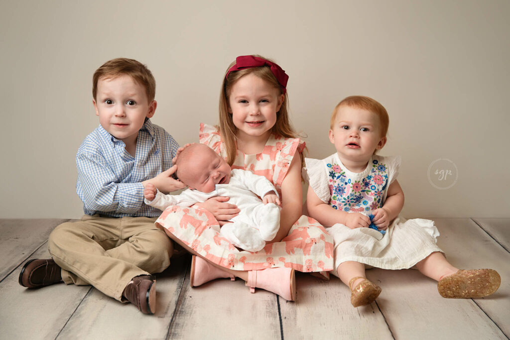 Houston siblings at in-home newborn photoshoot for new baby